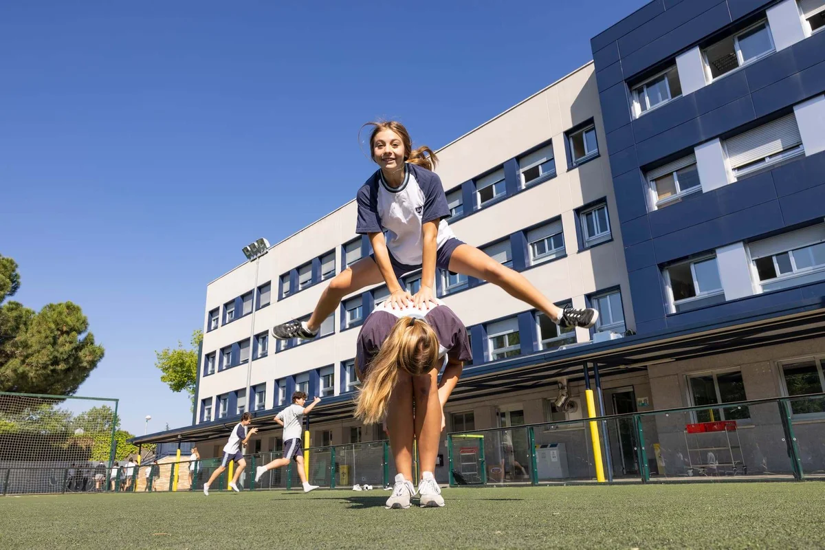Students playing in the schoolyard 