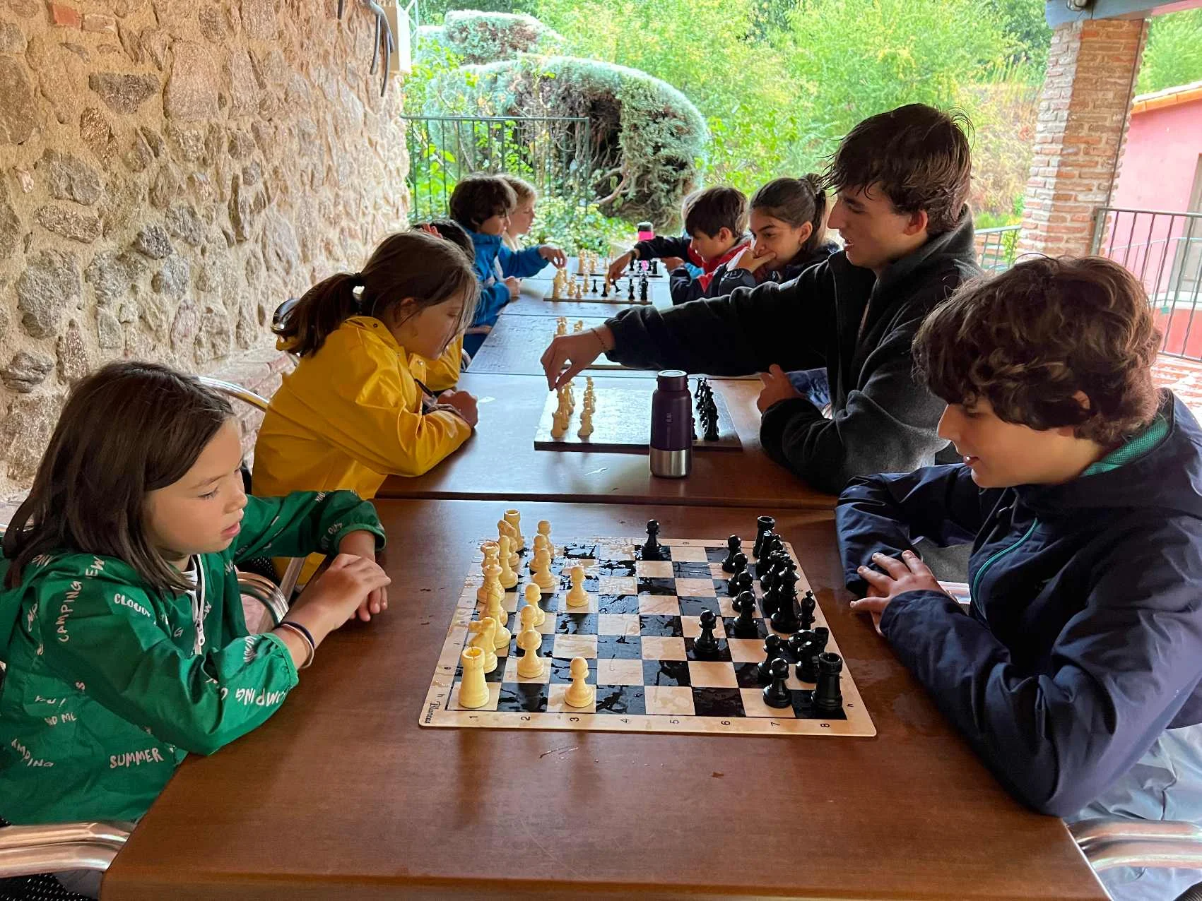 Students playing chess